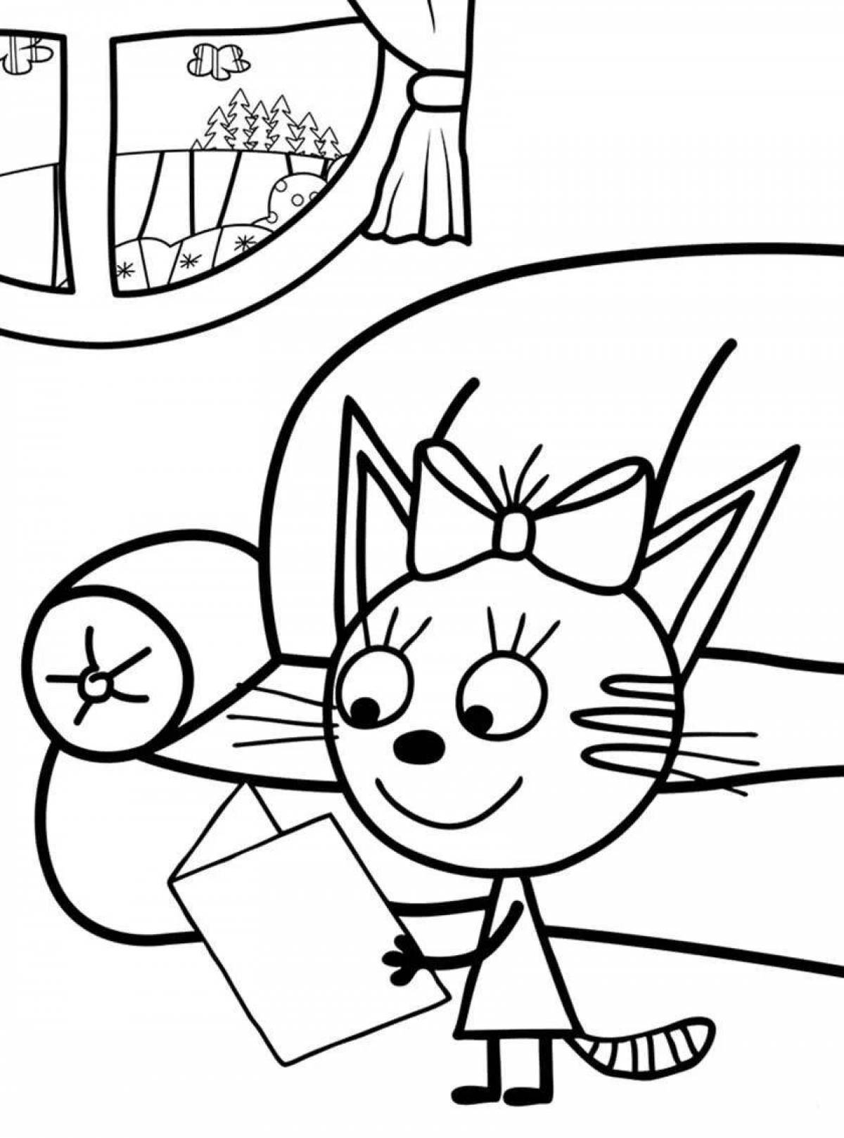 Amazing 3 cats coloring pages for kids