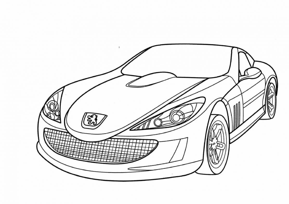 Superb sports car coloring book for boys