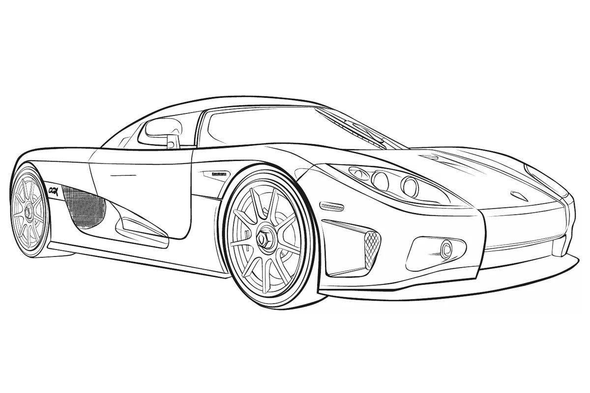 Coloring book grand sports car for boys