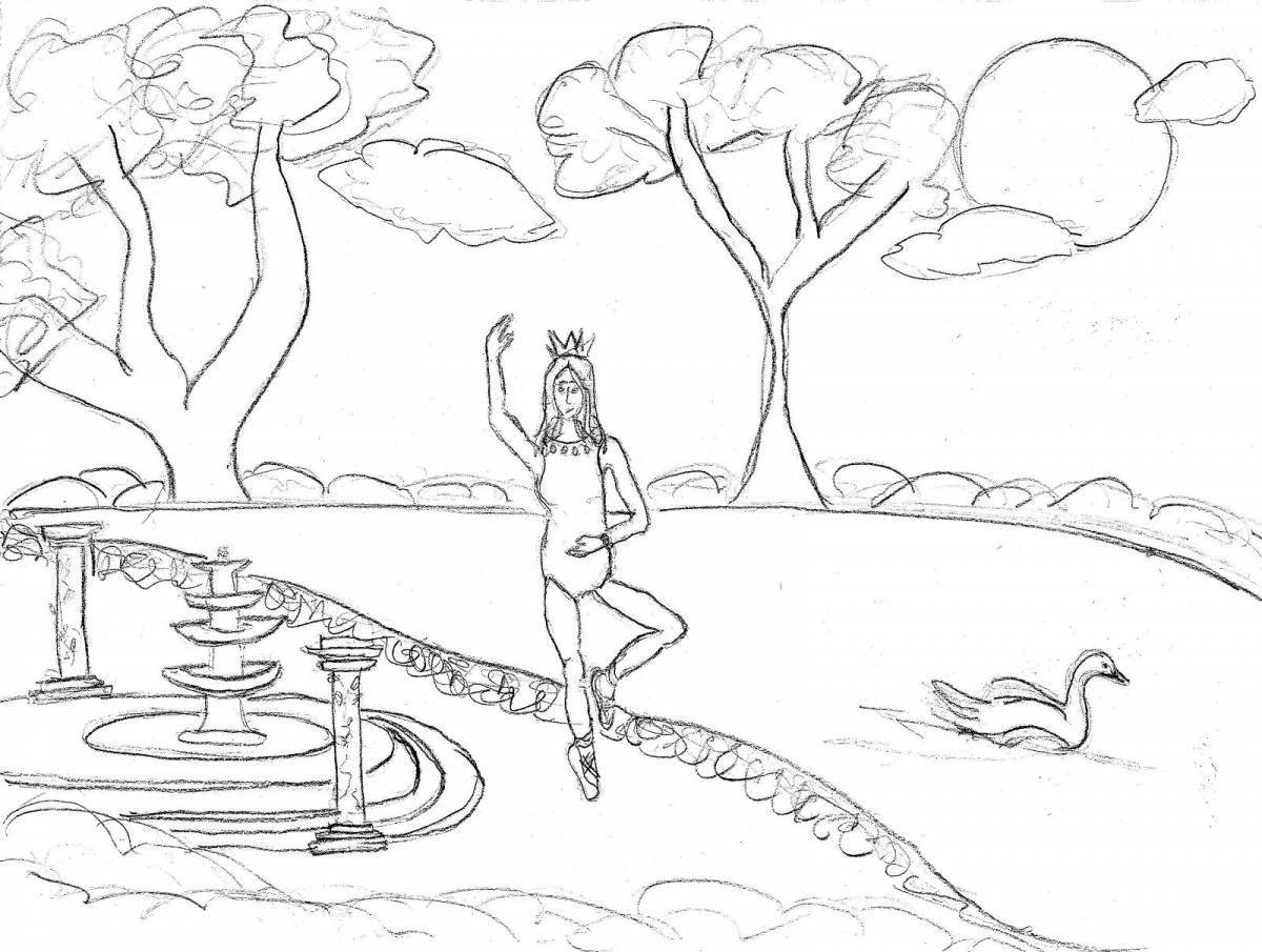 Exquisite swan lake coloring book for kids