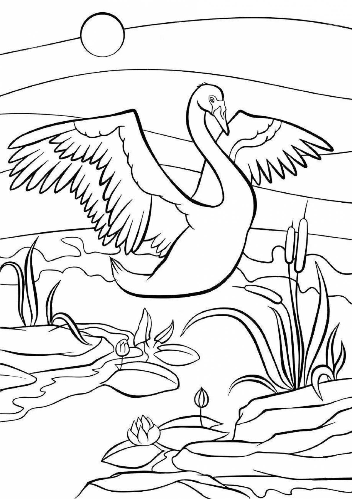 Fun coloring swan lake for preschoolers