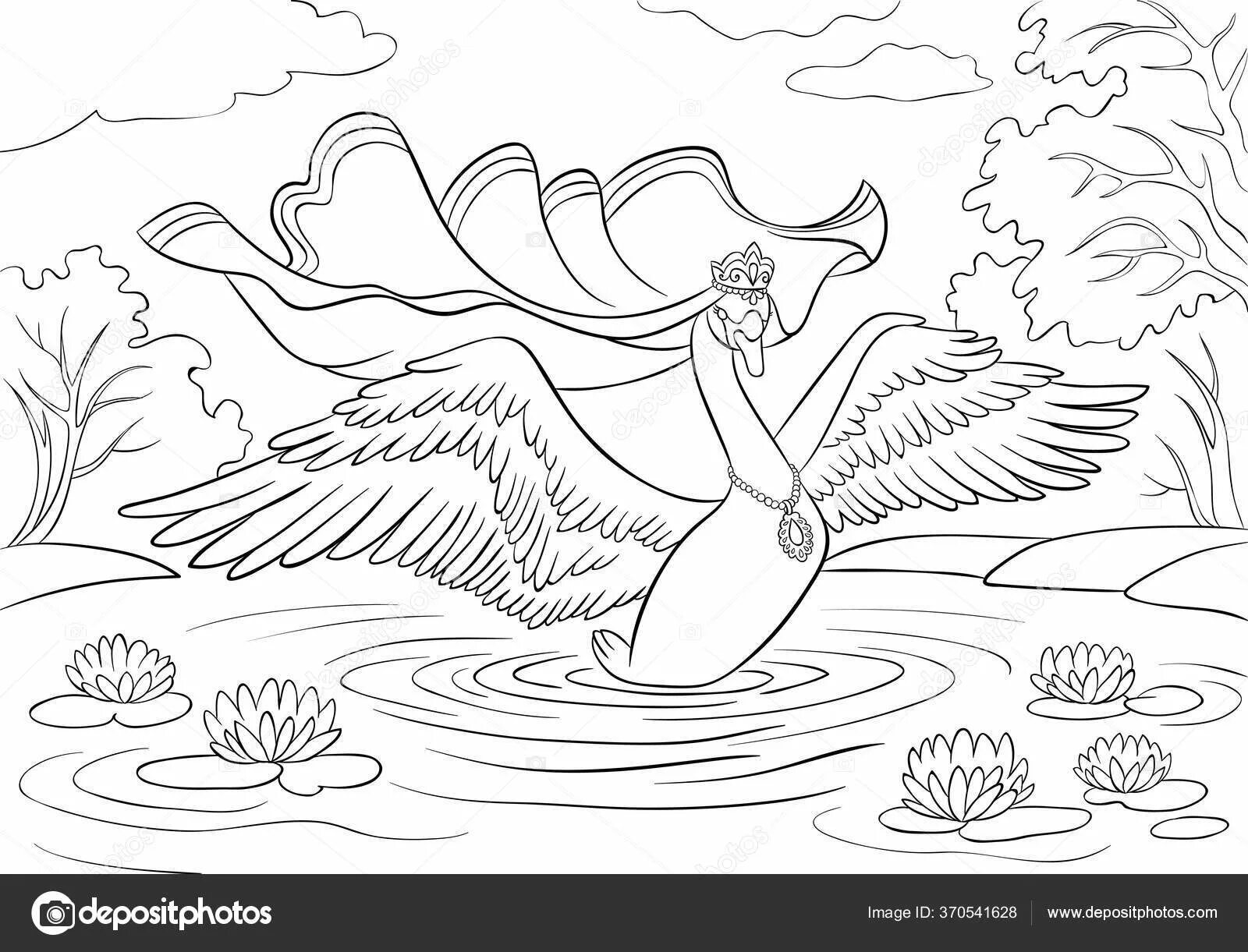 Merry swan lake coloring for preschoolers