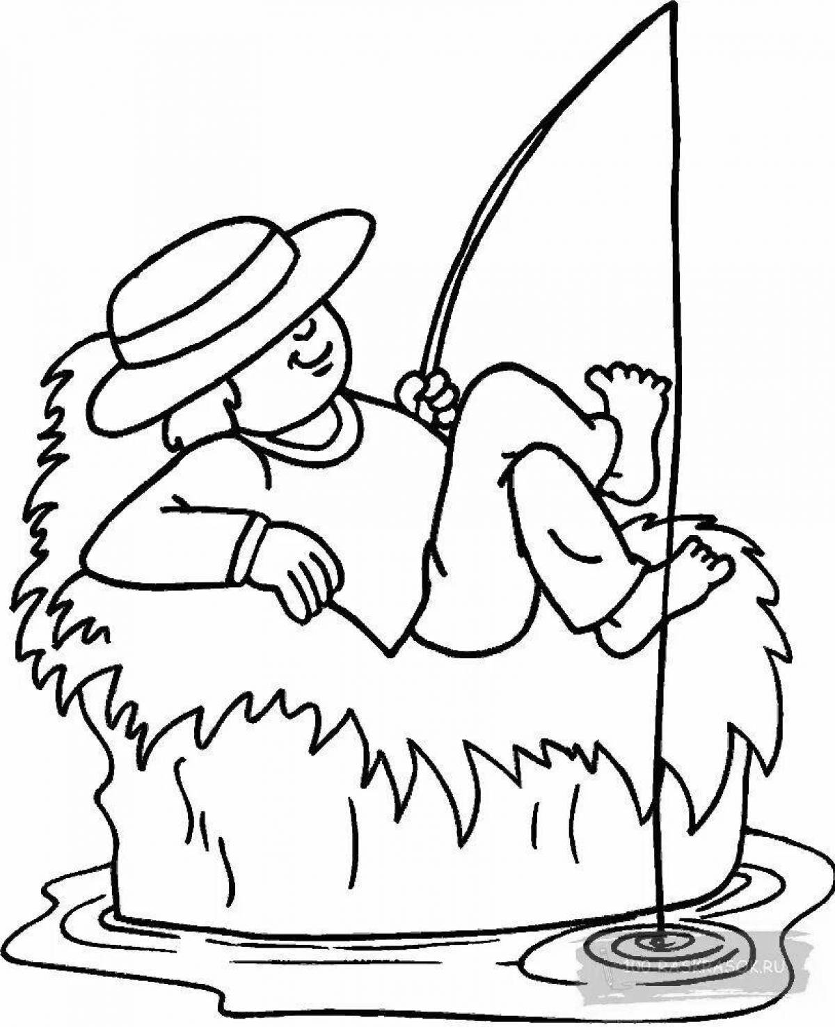 Invitation to go fishing coloring for kids