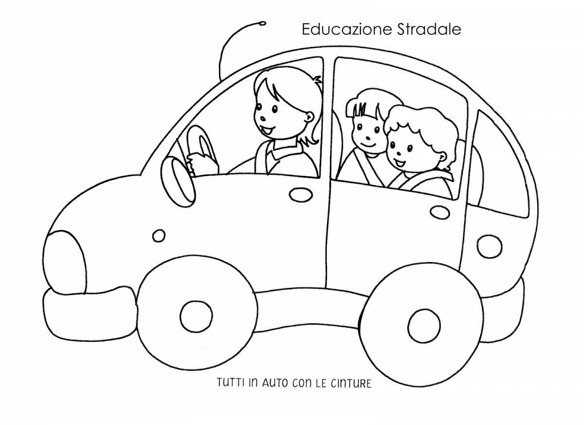 Colorful car seat coloring page for kids
