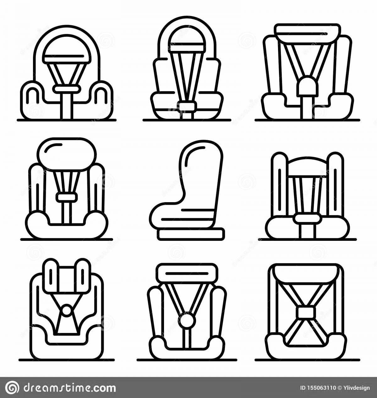 Vibrant coloring page of car seat for kids