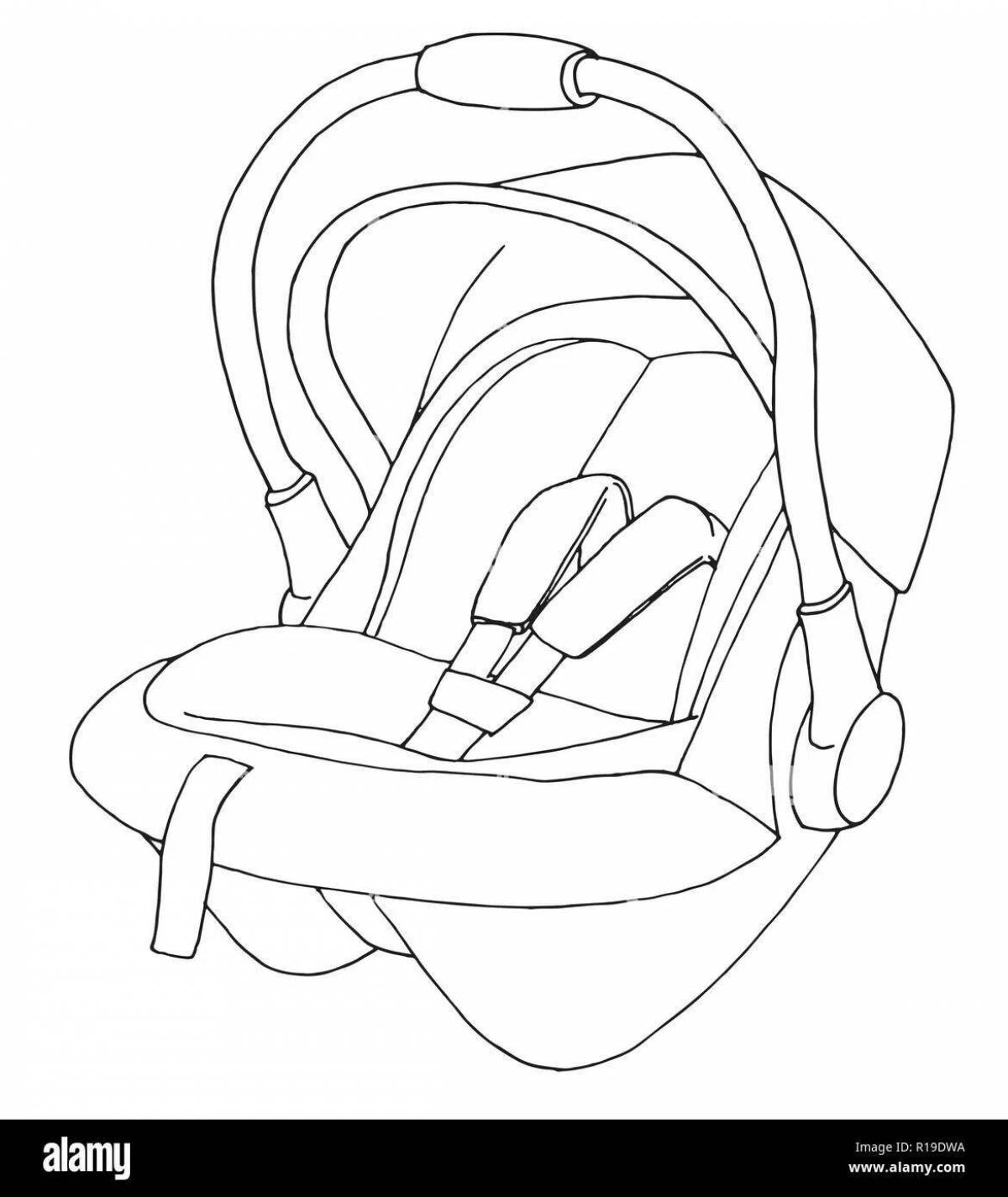 Creative coloring page of car seat for kids
