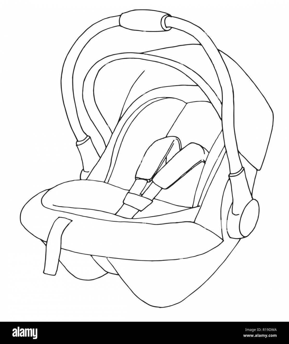 Креативная страница раскраски автокресла для детей