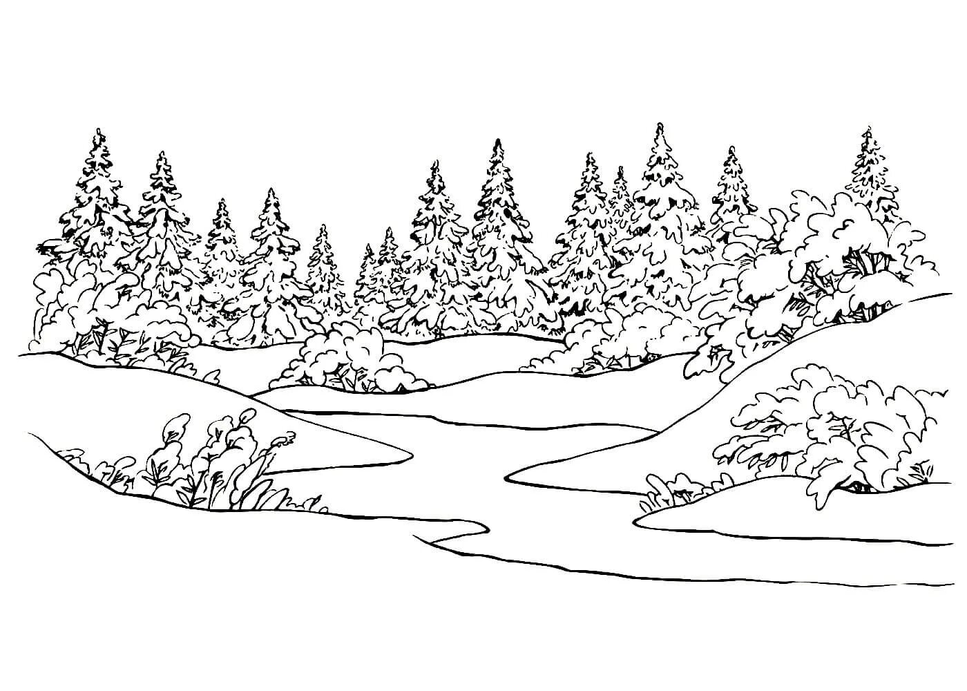 Inspiring winter nature coloring book