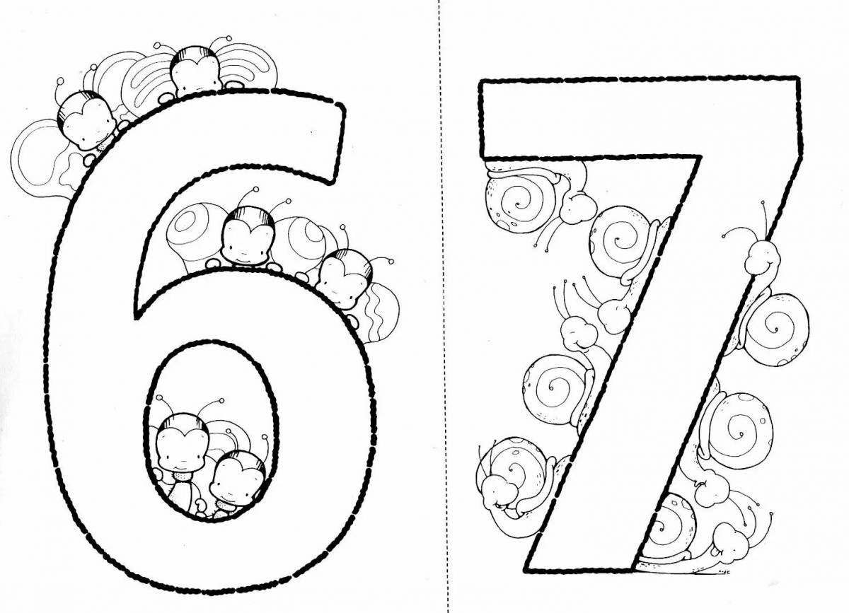 Bright number 6 coloring book for preschoolers