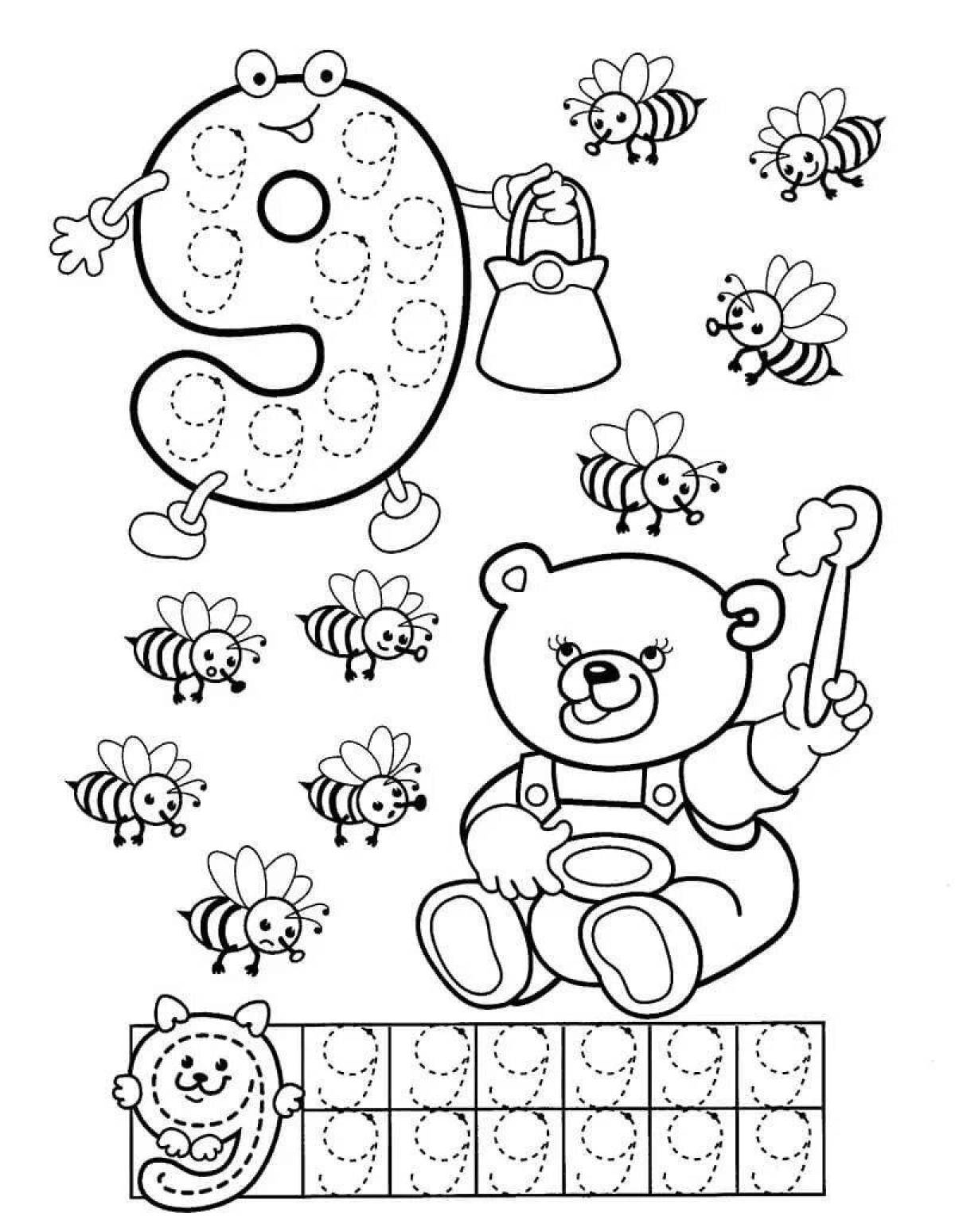 Fun coloring number 6 for preschoolers