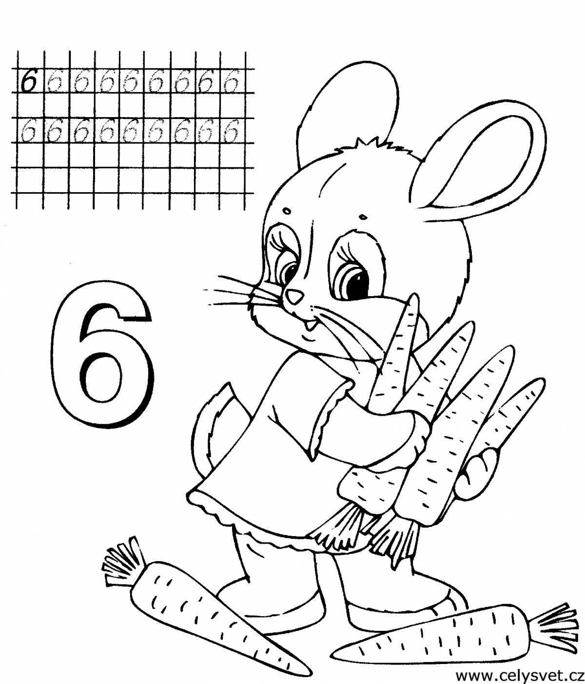Photo Creative coloring number 6 for preschoolers