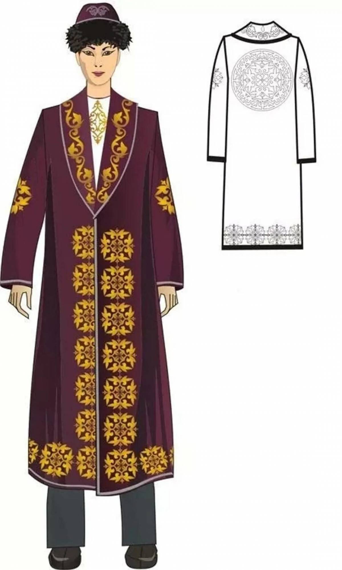 Модная казахская раскраска камзол