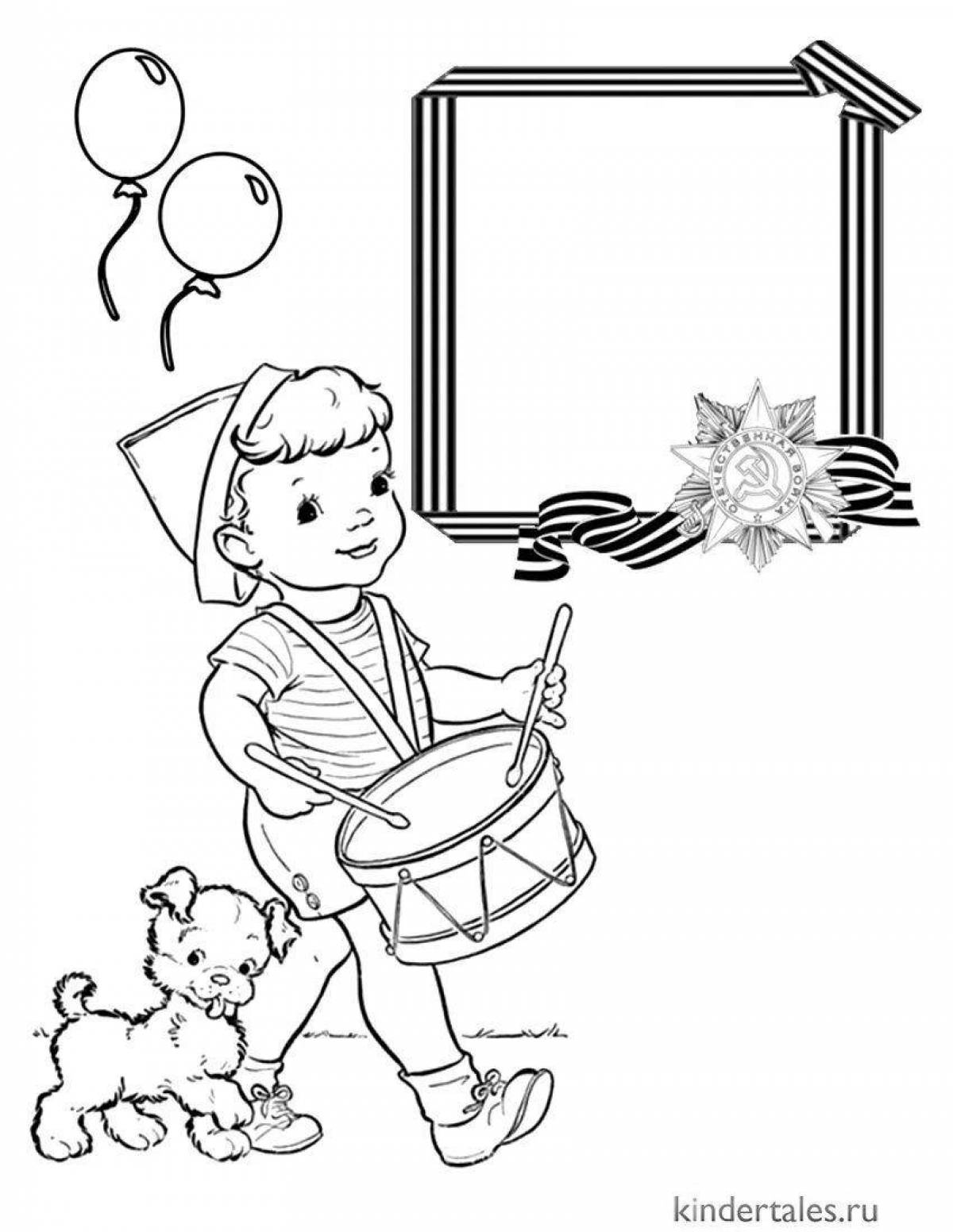 Adorable victory day coloring for kids