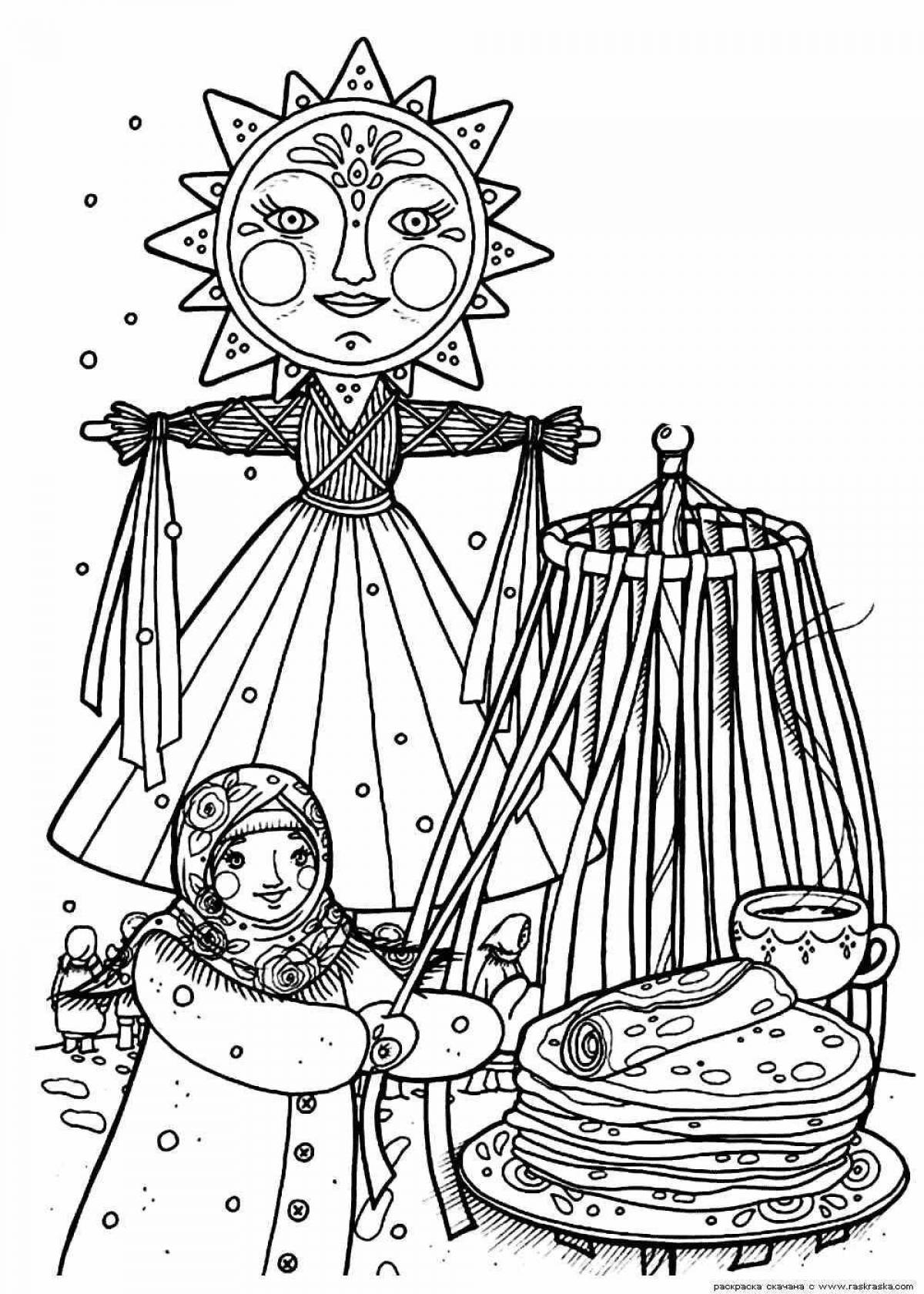 Coloring page funny Russian traditions