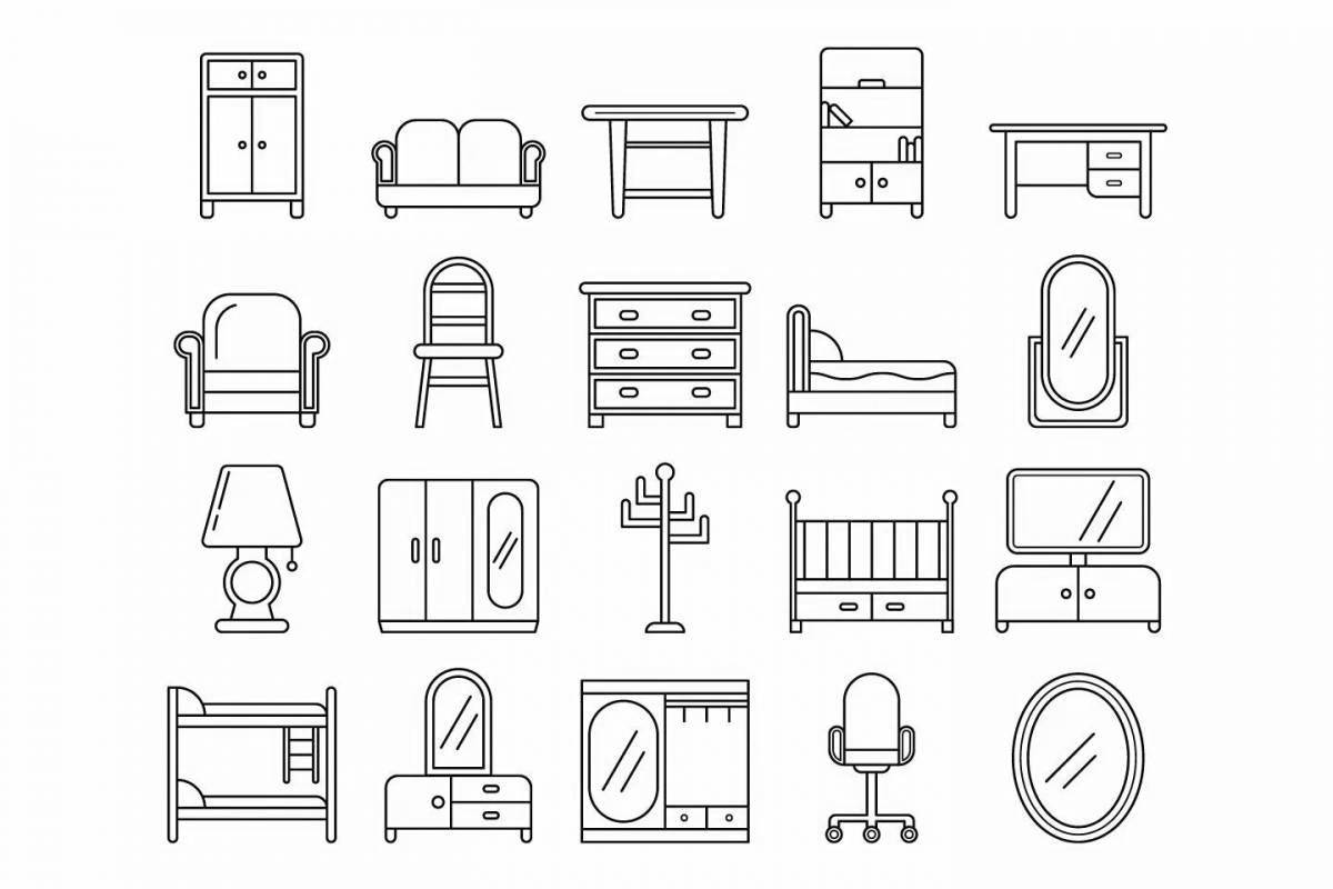 Цветная детская мебель раскраска