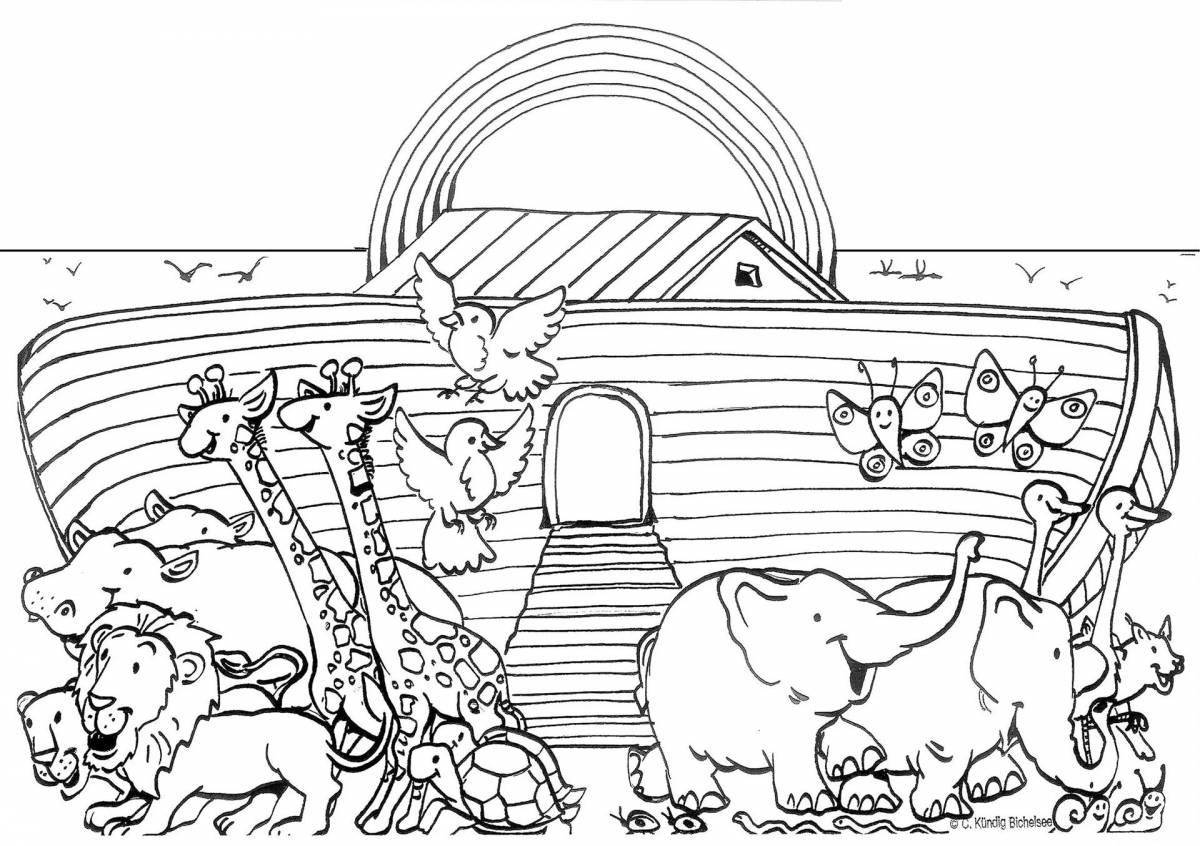 Coloring book Joyful Noah's Ark for kids