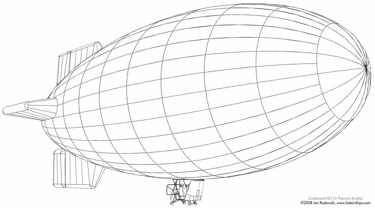 Colorful airship coloring page for kids