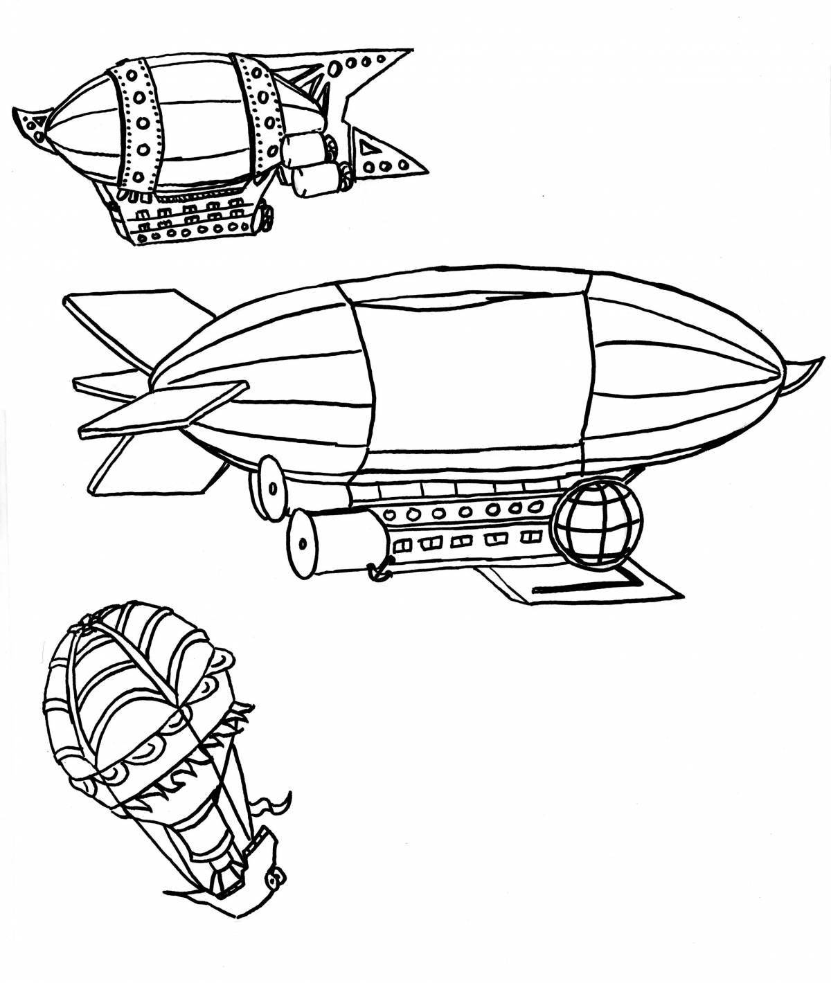 Adorable airship coloring book for kids