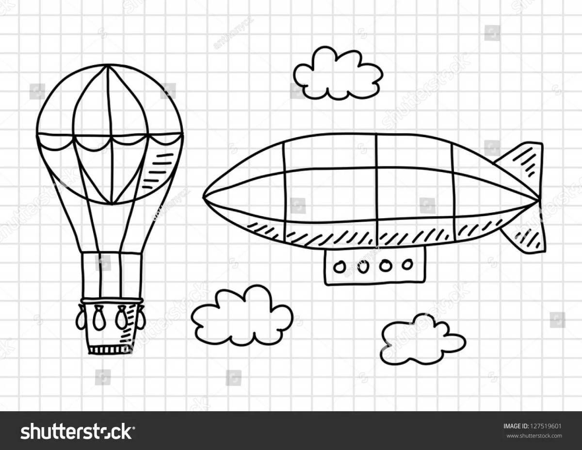Playful airship coloring page for kids