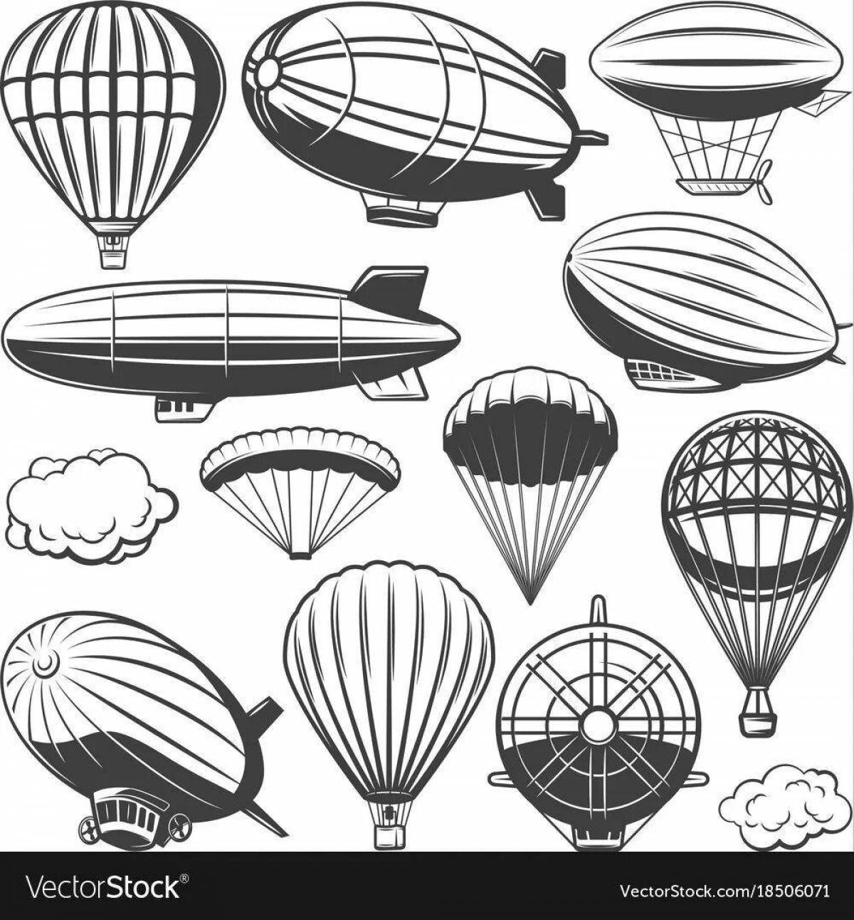 Wonderful airship coloring book for kids