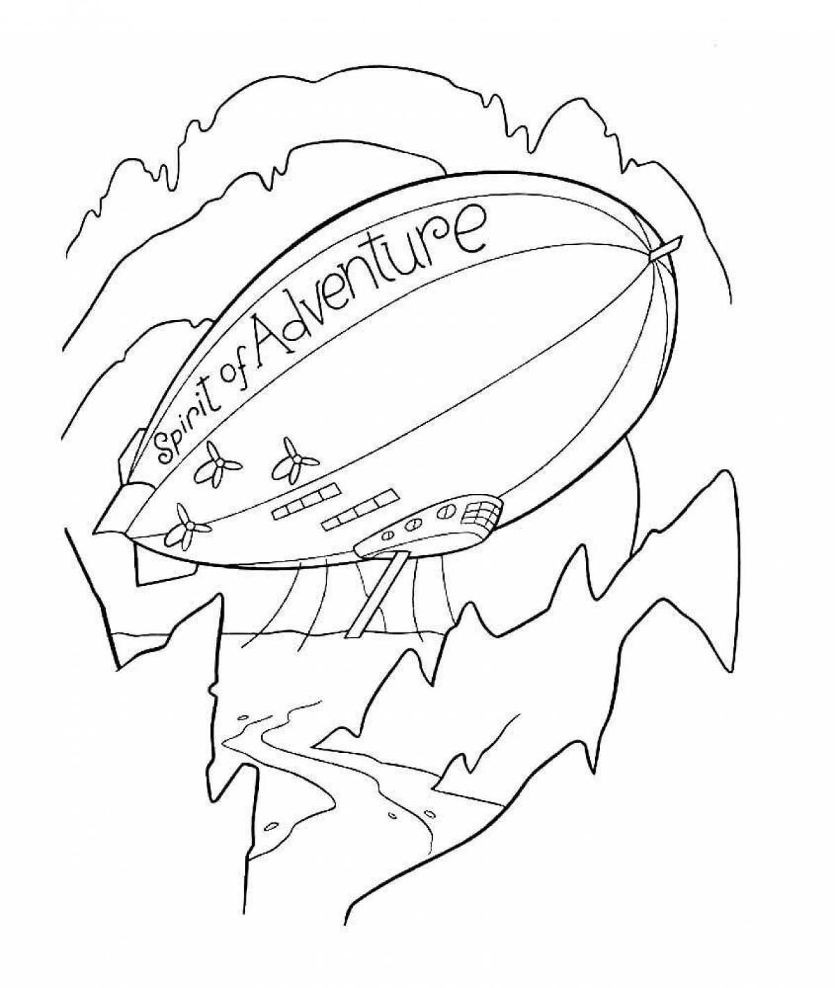 Glitter airship coloring book for kids