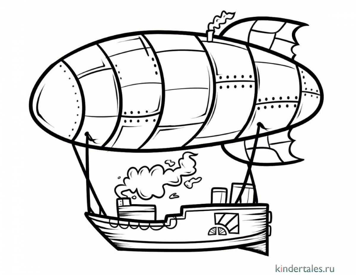 Cute airship coloring book for kids