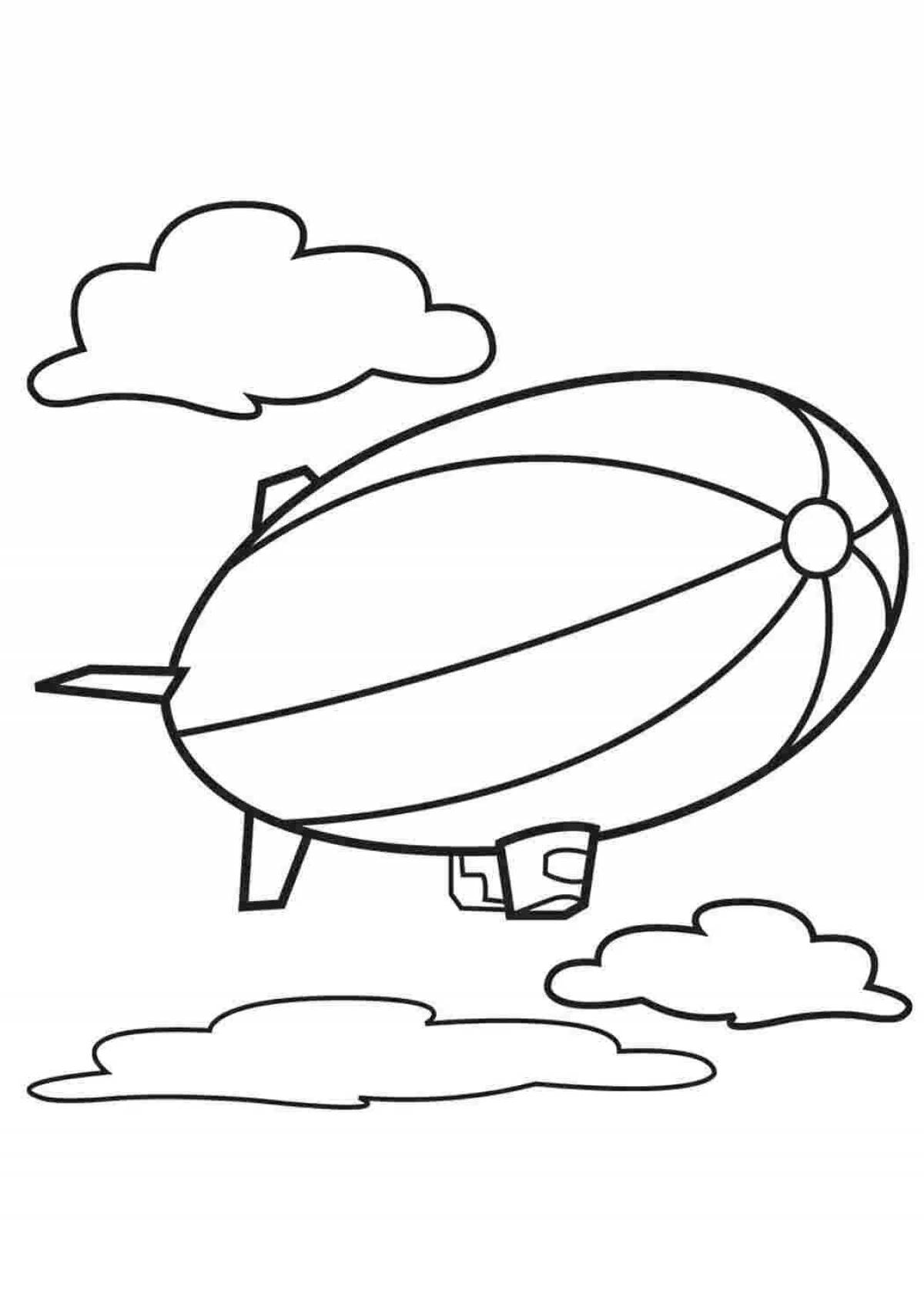 Colorful airship coloring pages for kids