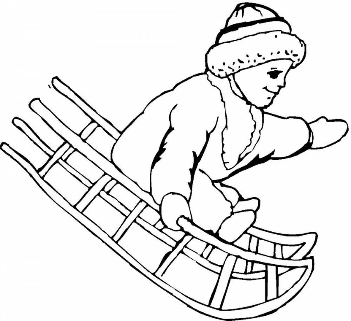 Amazing snow slide coloring page