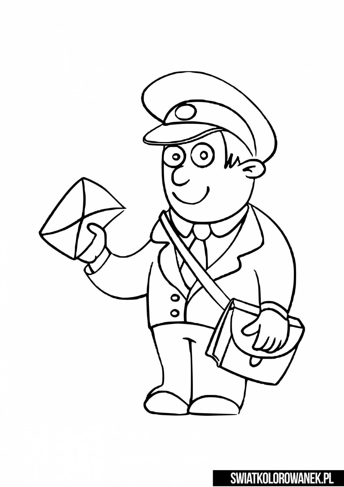 Funny Pechkin postman coloring for babies