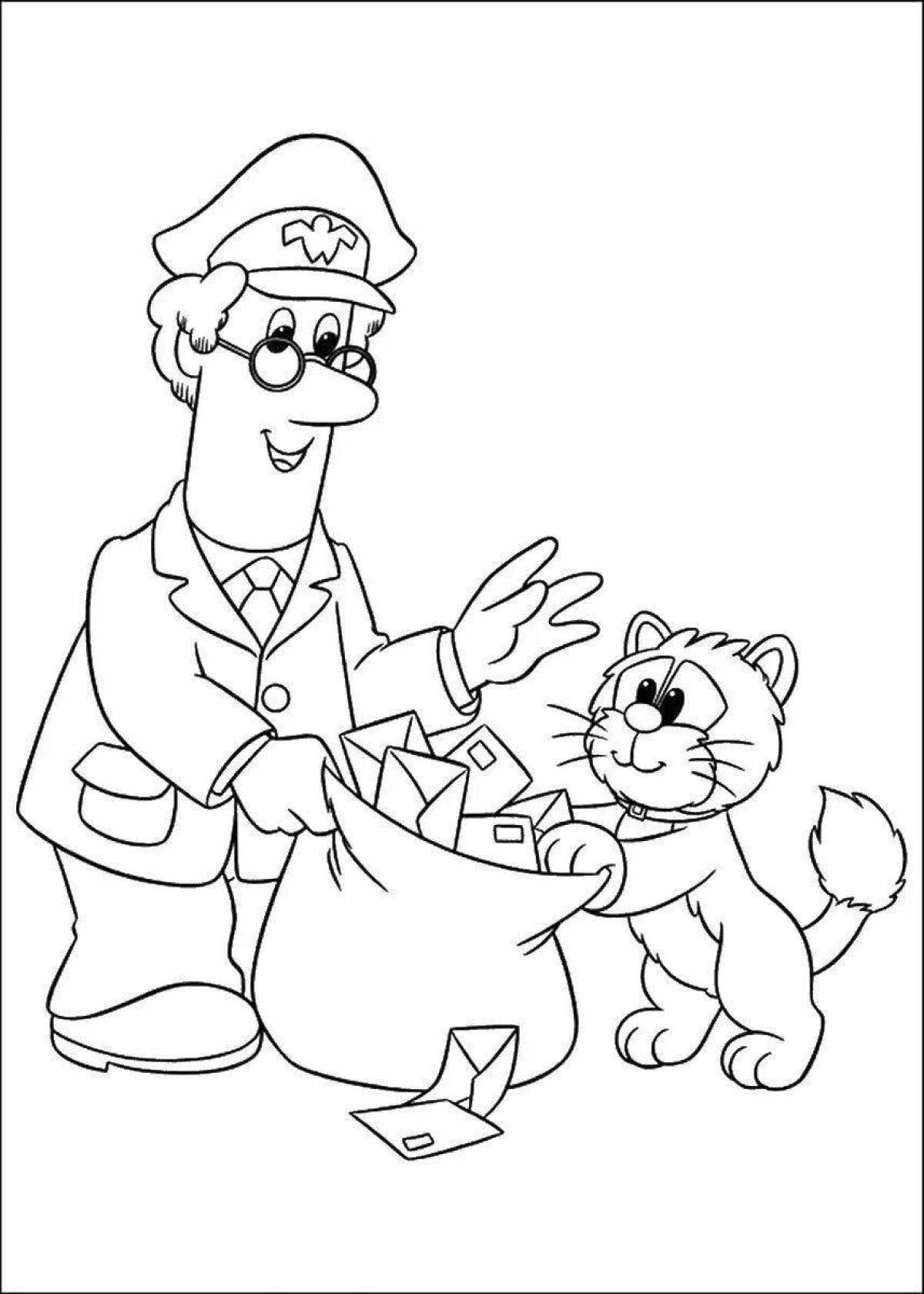 Colorful coloring Pechkin postman for kids