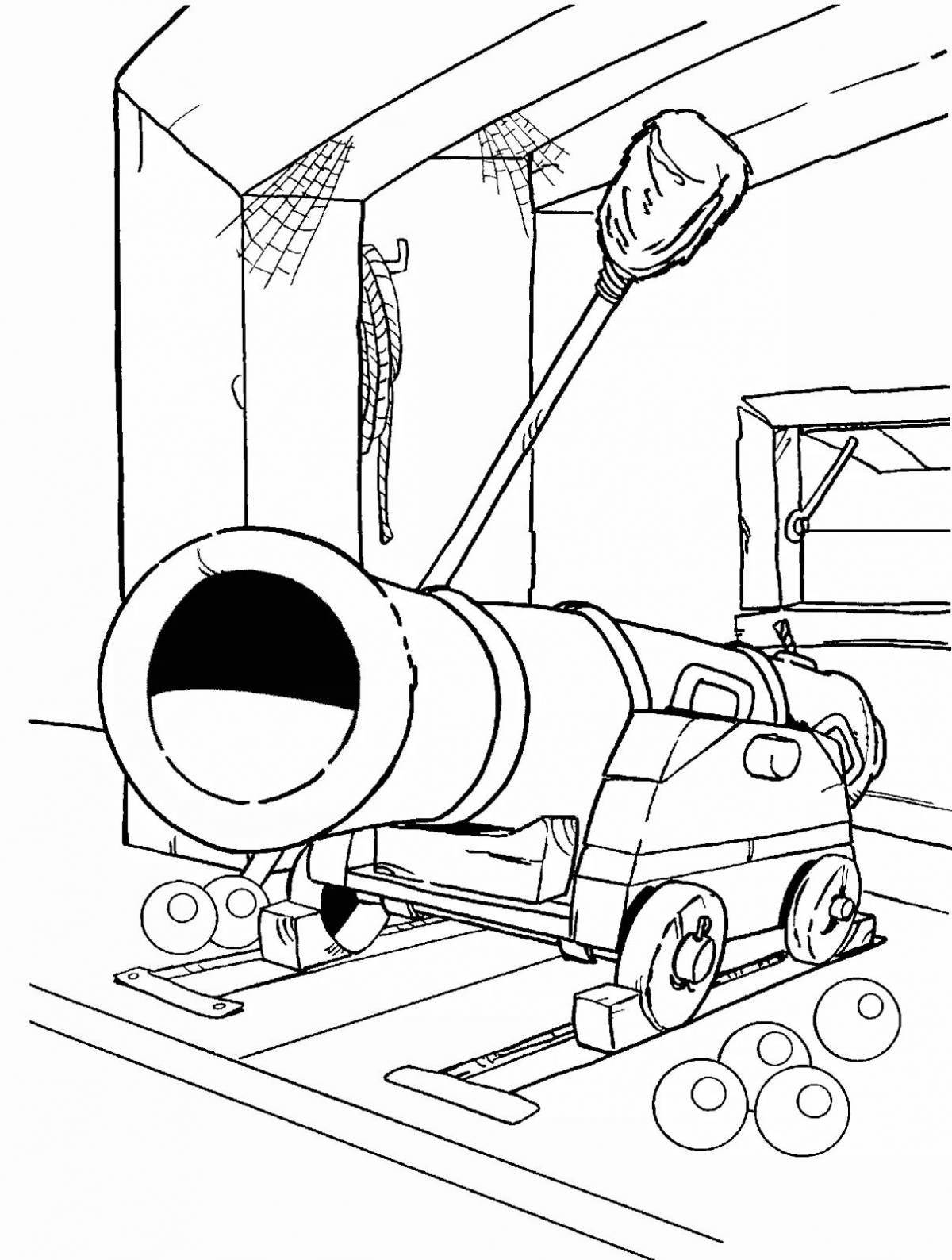 Playful king cannon coloring page for kids