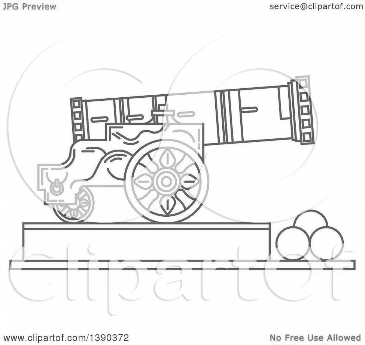 Amazing king cannon coloring page for kids