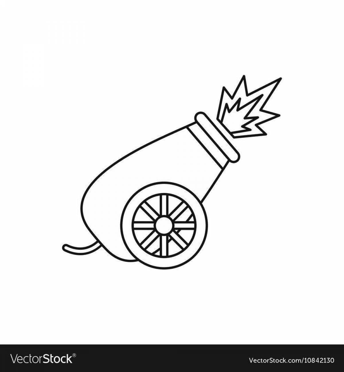 Animated king cannon coloring page for kids