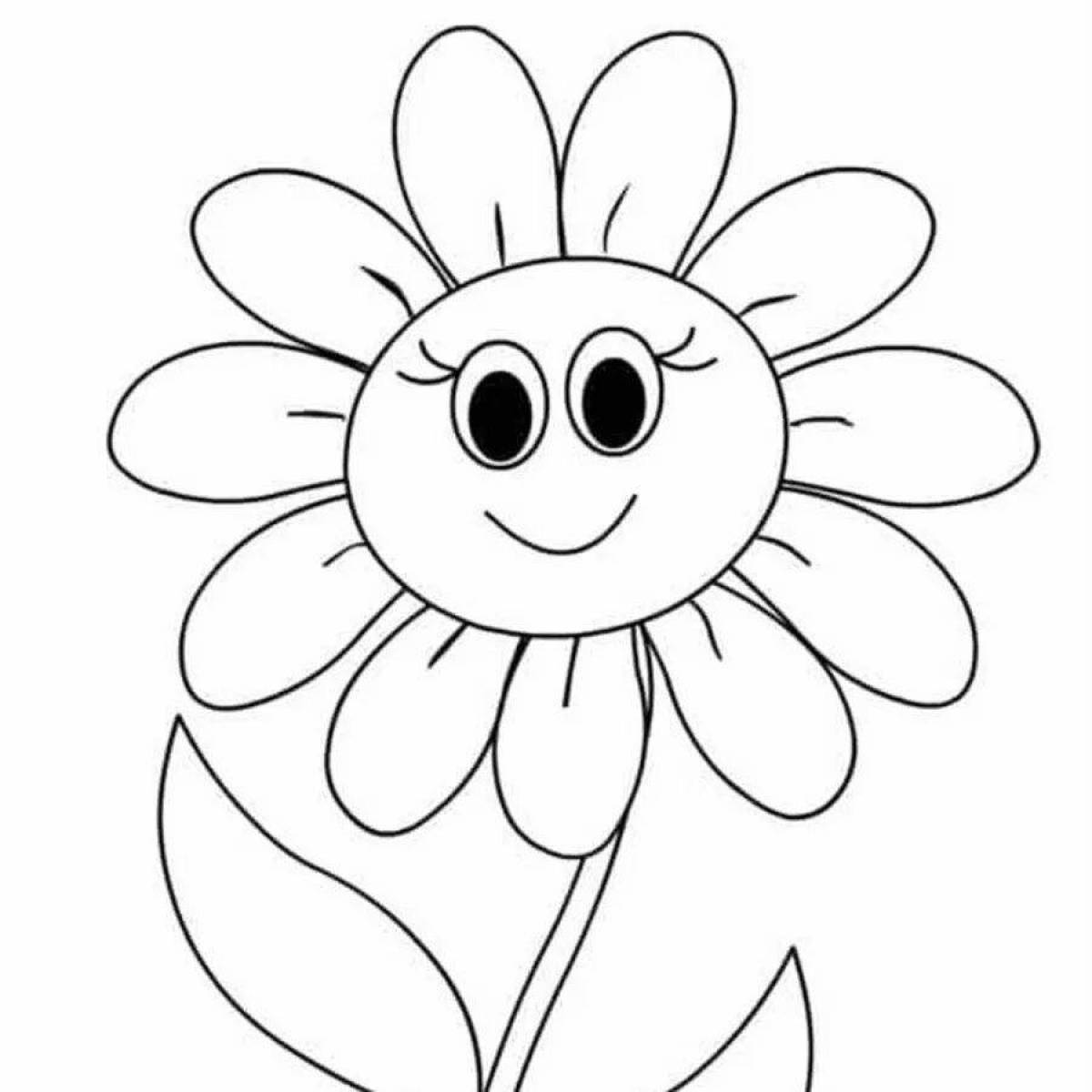 Coloring book shining flower for children