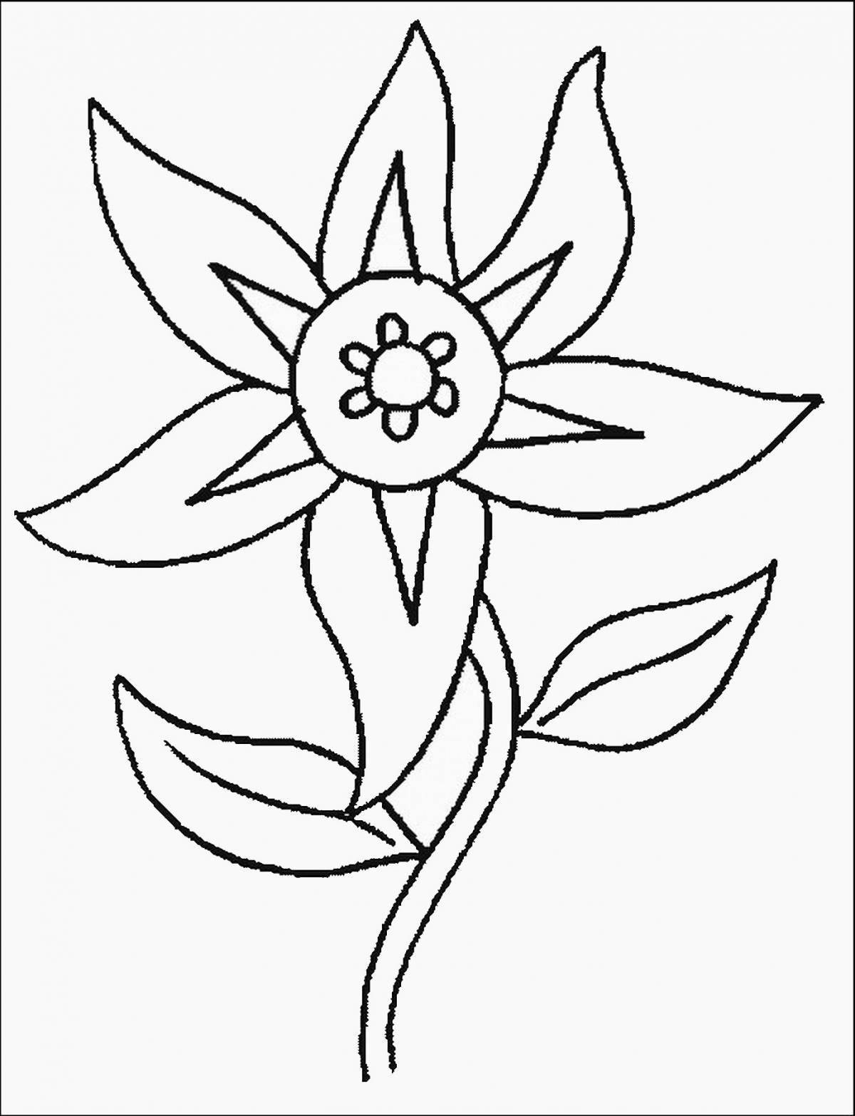 Glitter flower coloring for kids