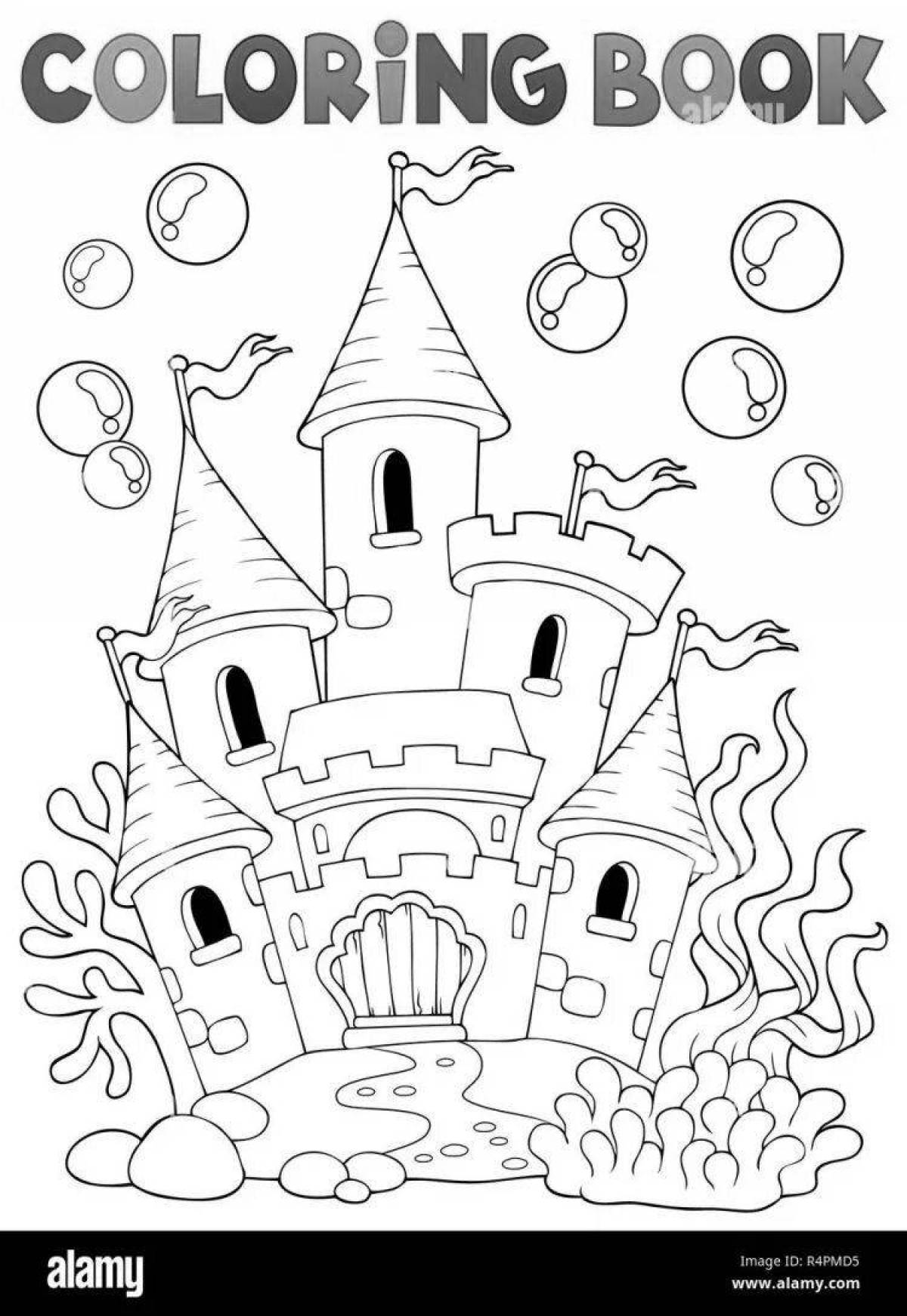 Majestic fairytale castle coloring page