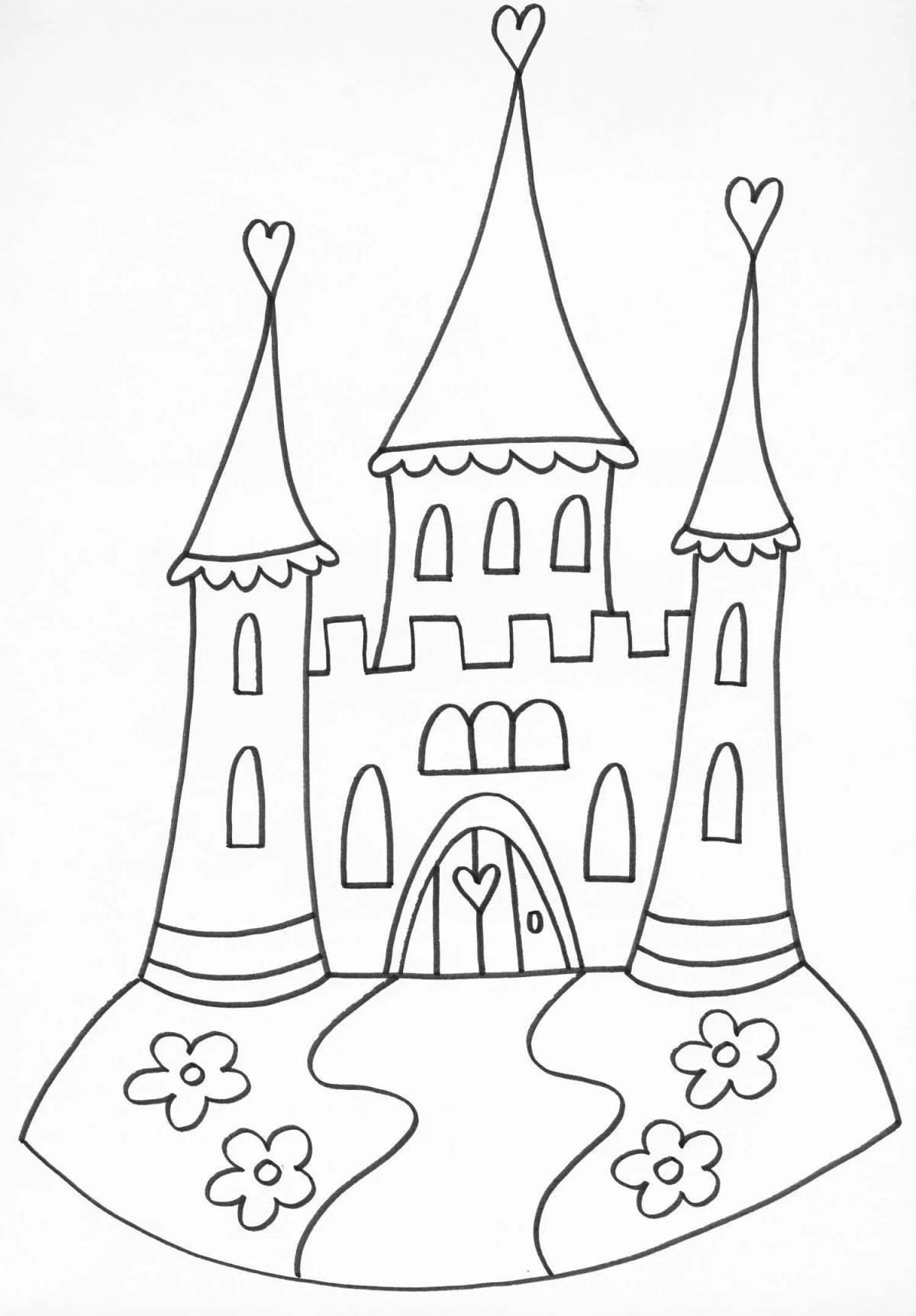 Coloring book nice fairytale castle