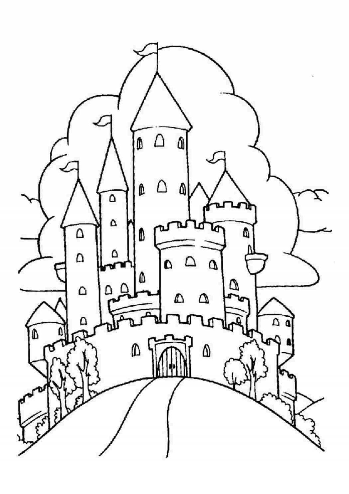 Coloring book playful fairy tale castle