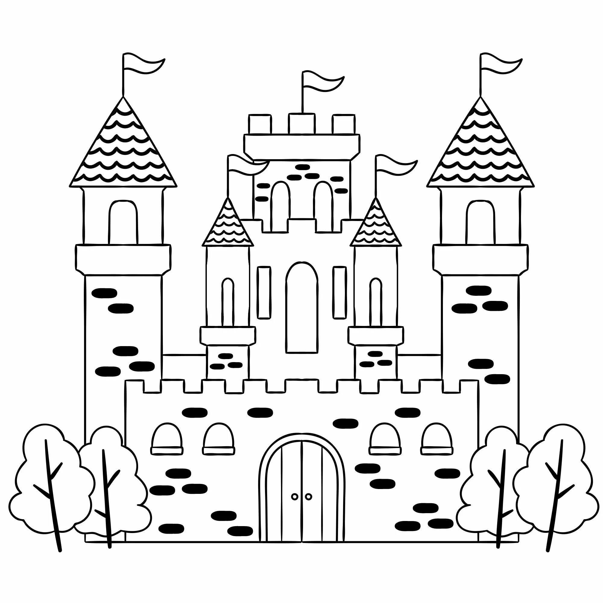 Coloring book humorous fairy tale castle