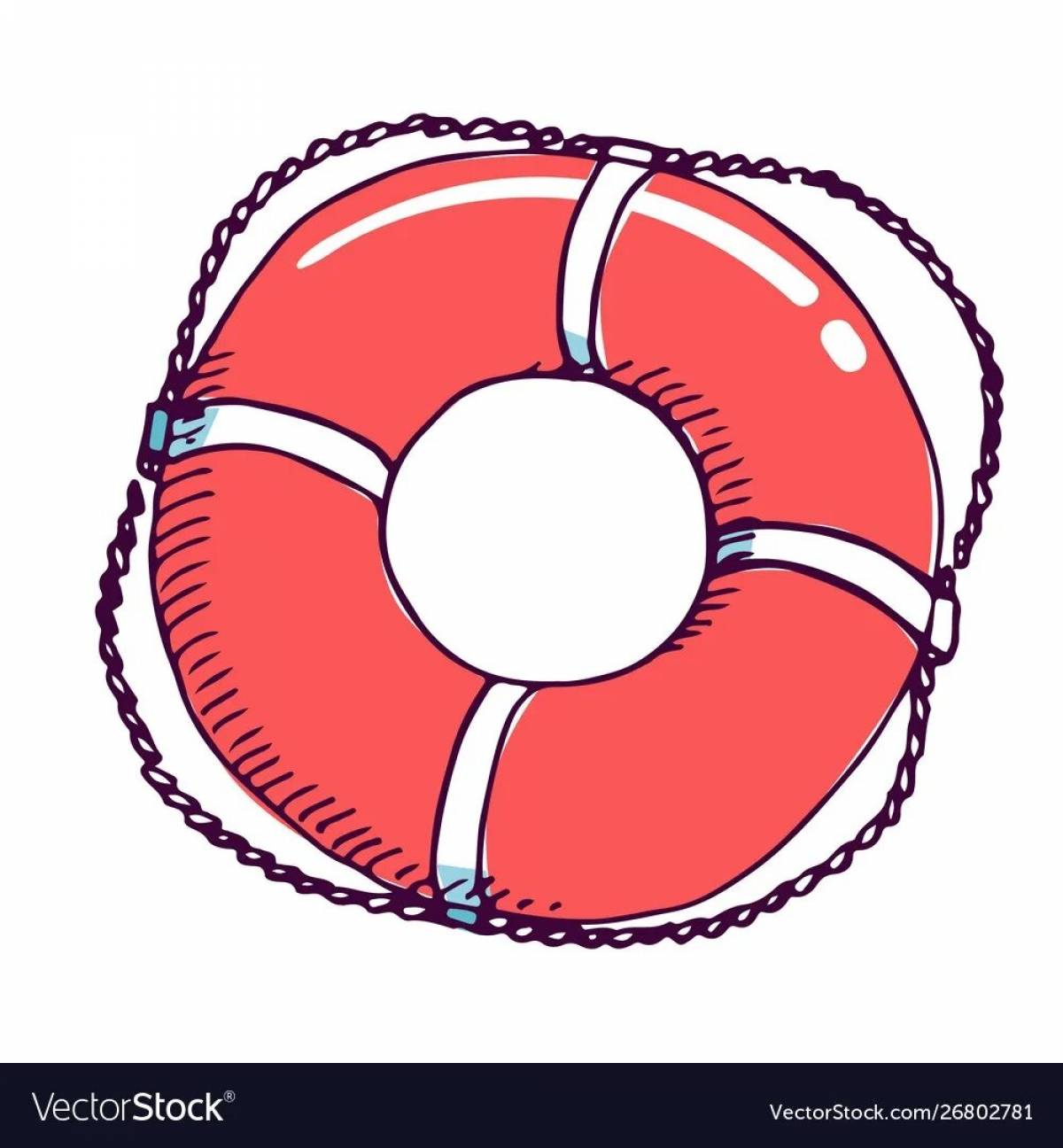 Colorful lifebuoy coloring page for preschoolers