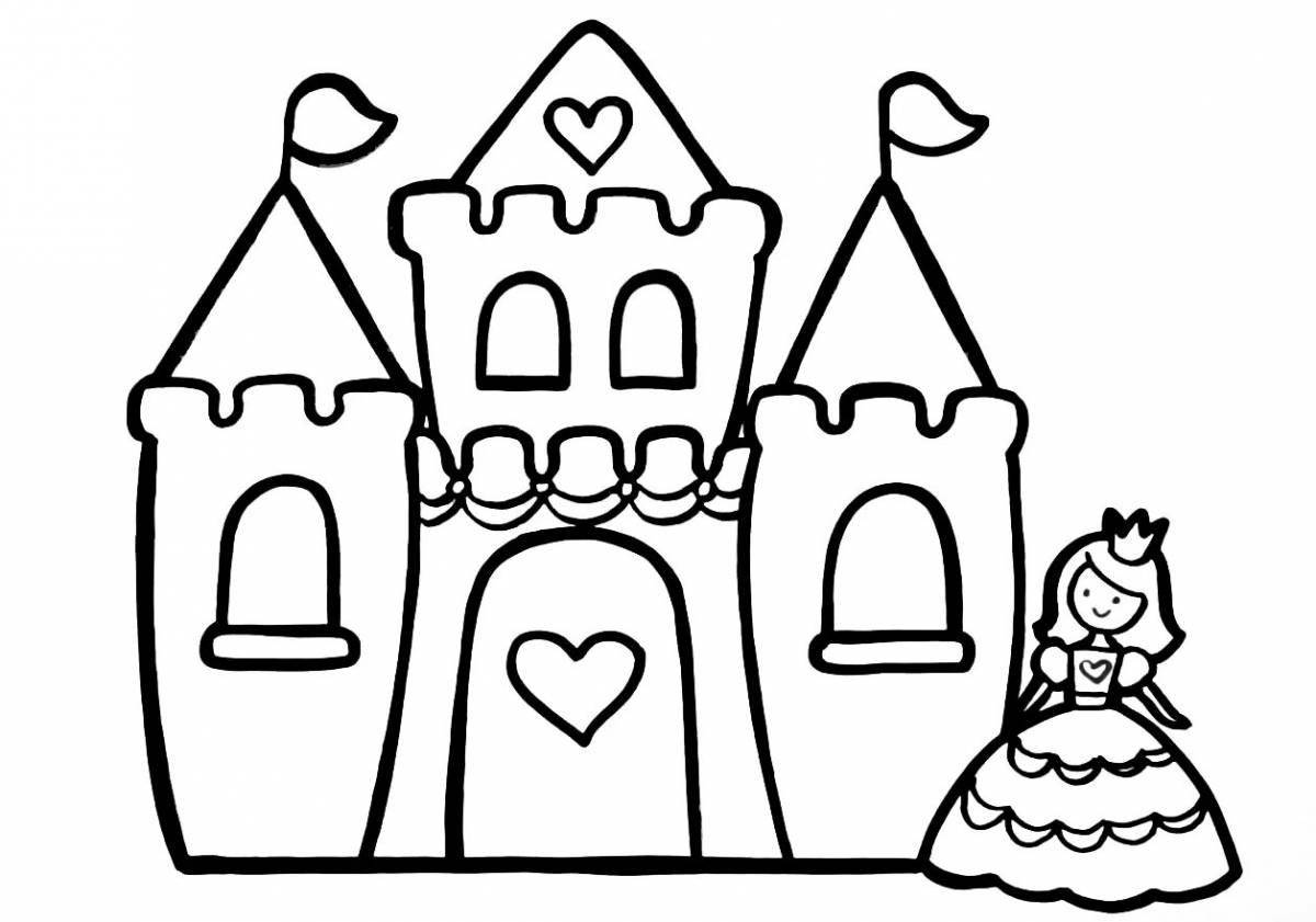 Glitter castle coloring pages for kids