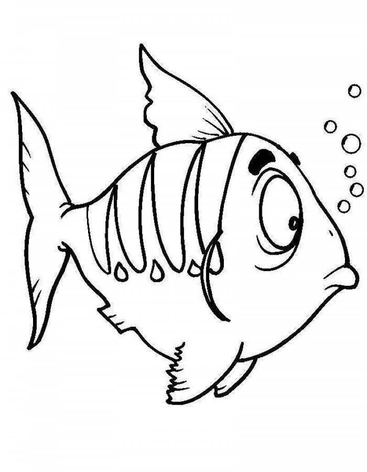 Радостная рыбка-раскраска для детей