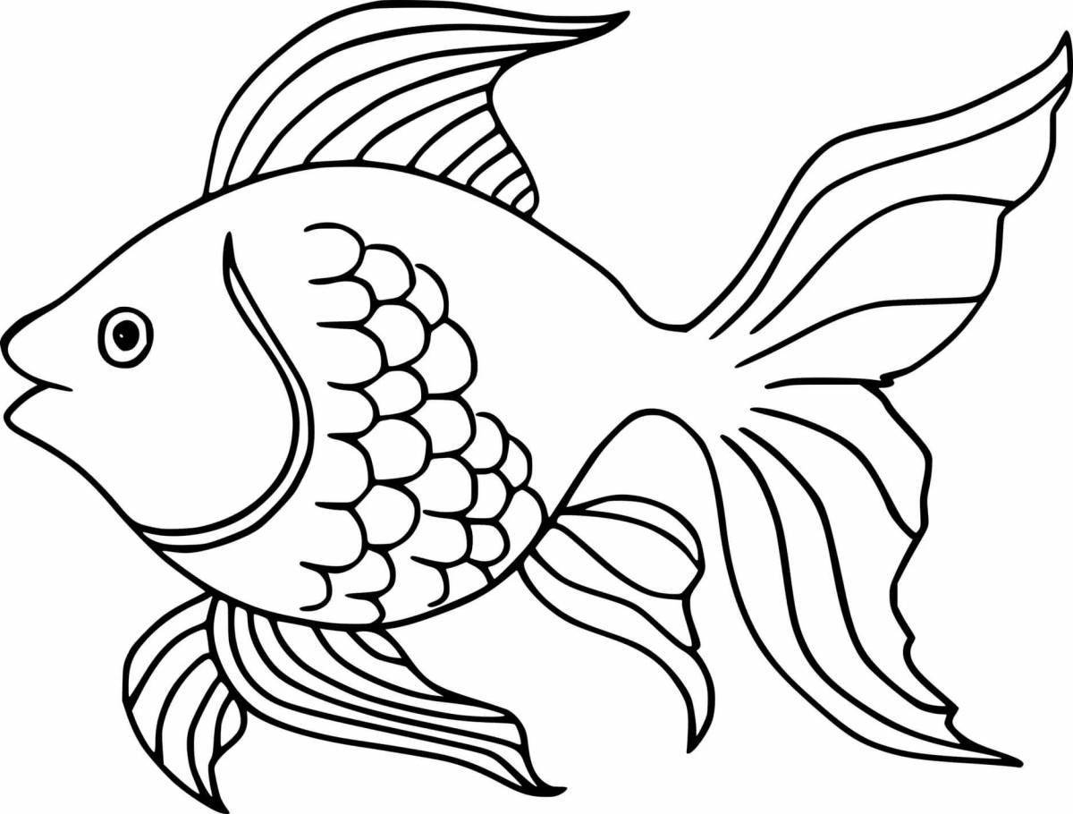 Очаровательная рыбка-раскраска для детей