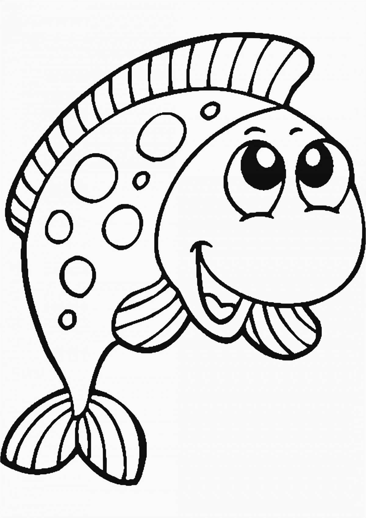 Анимированная страница раскраски рыб для детей