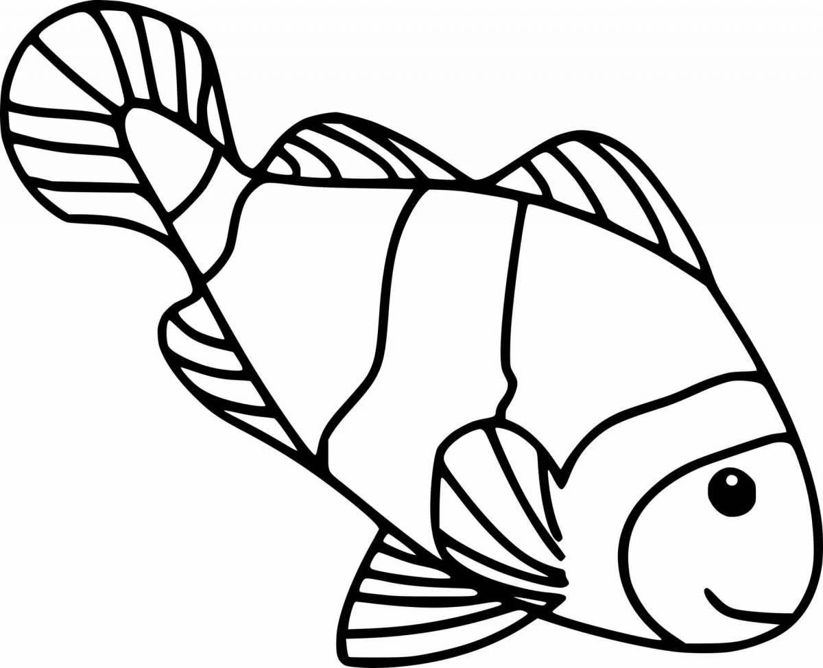 Coloring book jubilant fish for children