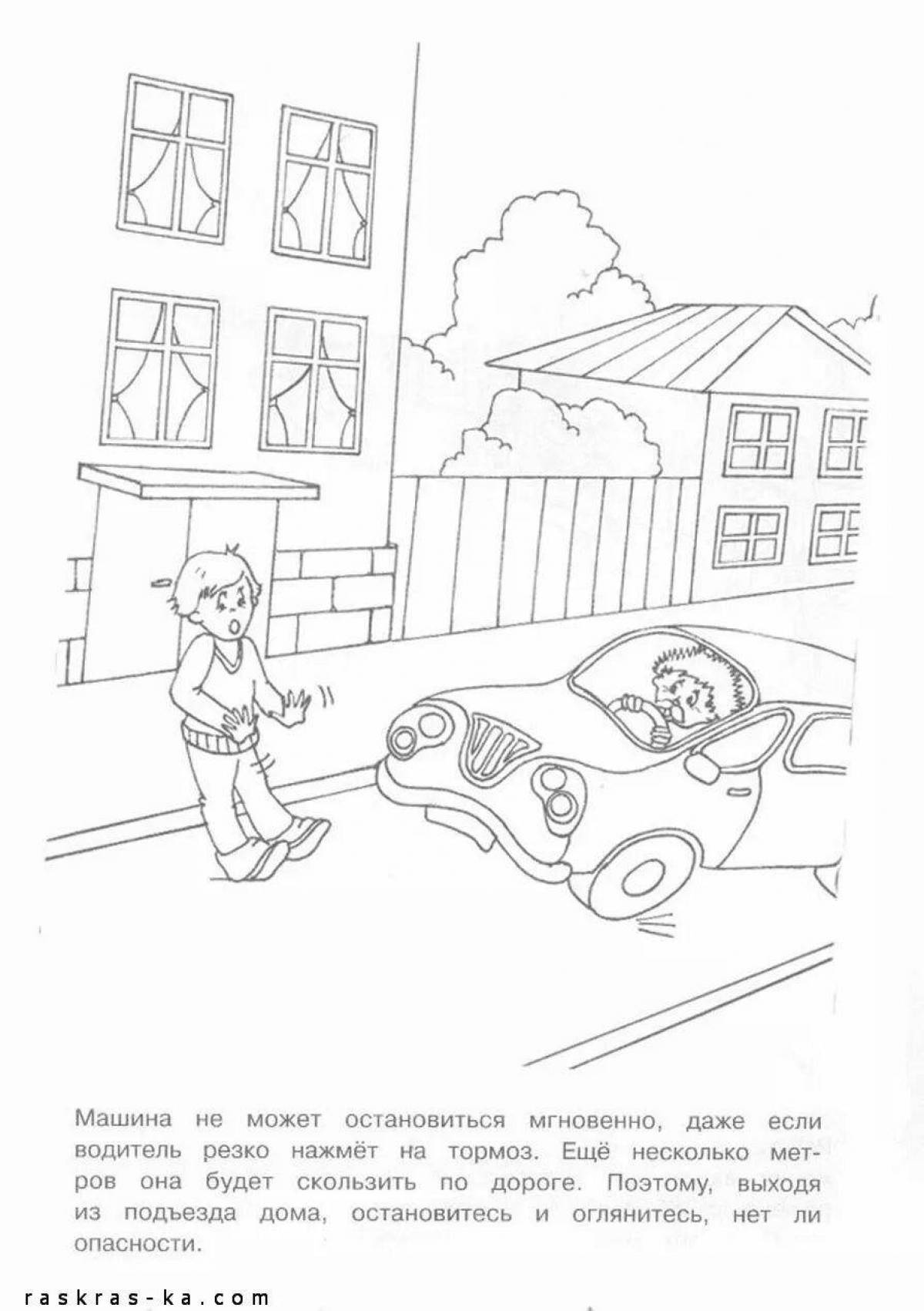 Fun road safety page for kids