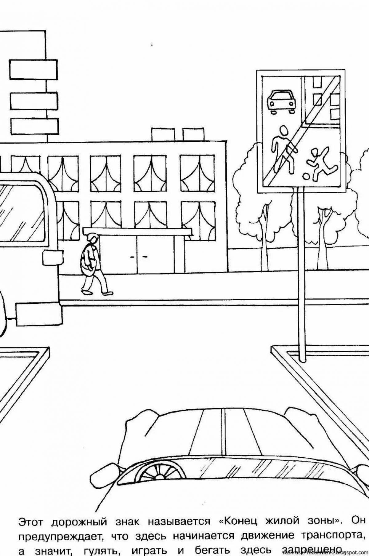 Nice traffic safety coloring page for students