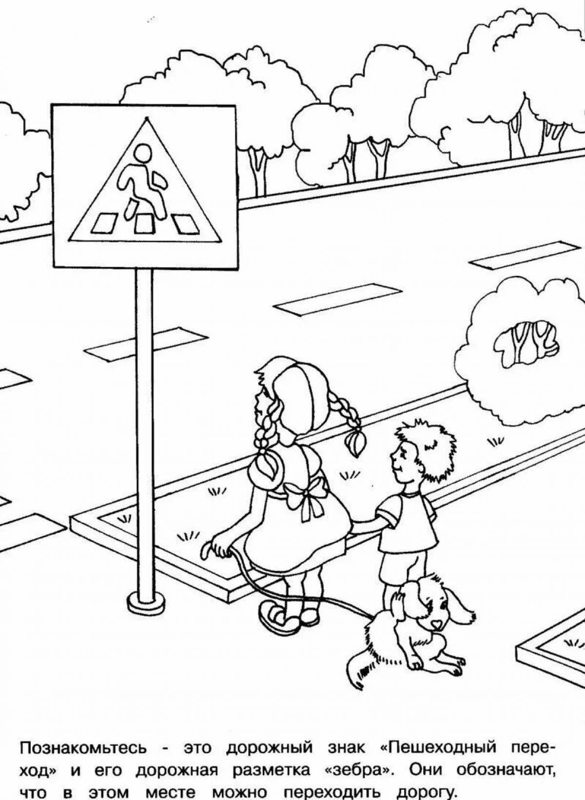 Excellent traffic safety coloring page for toddlers