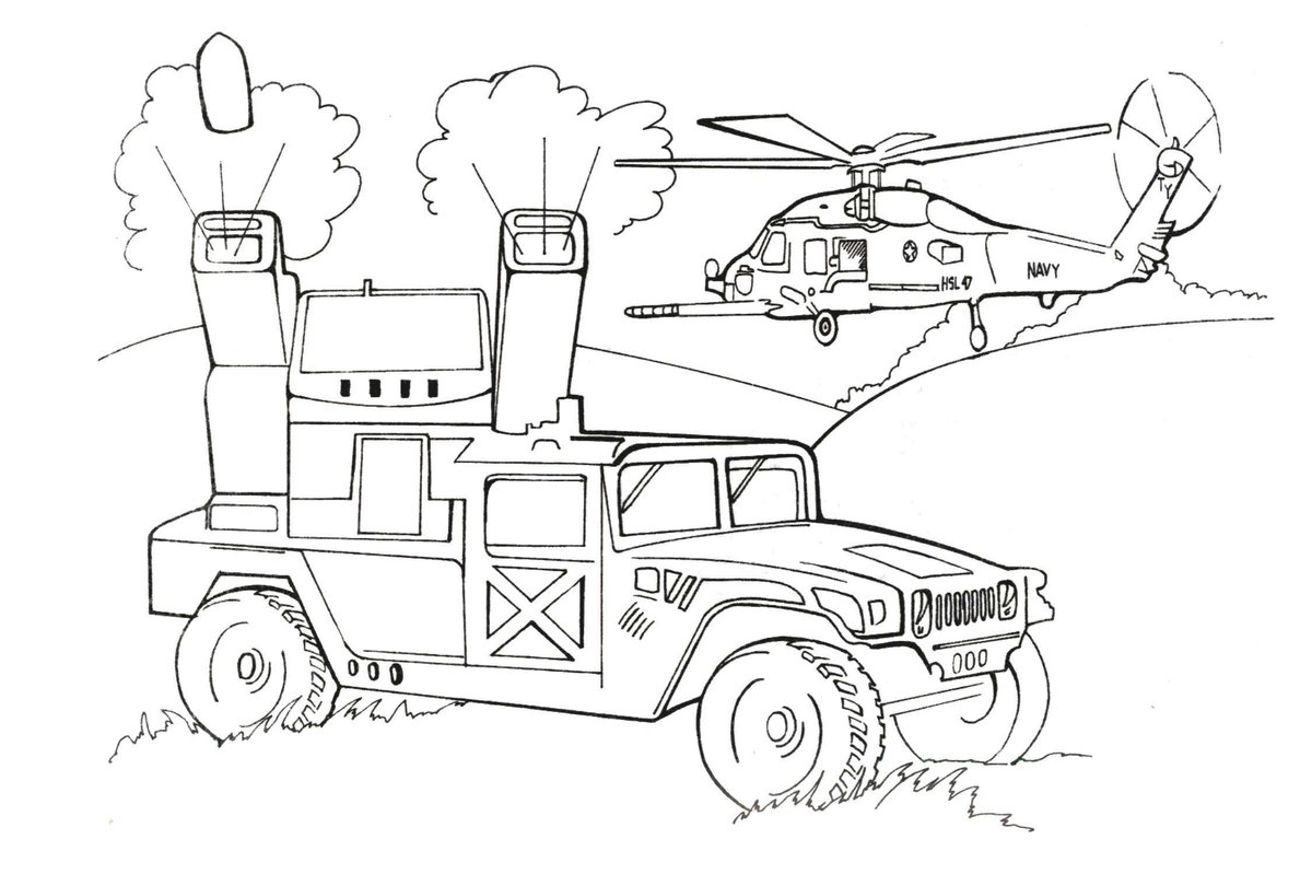 Adorable military vehicle coloring