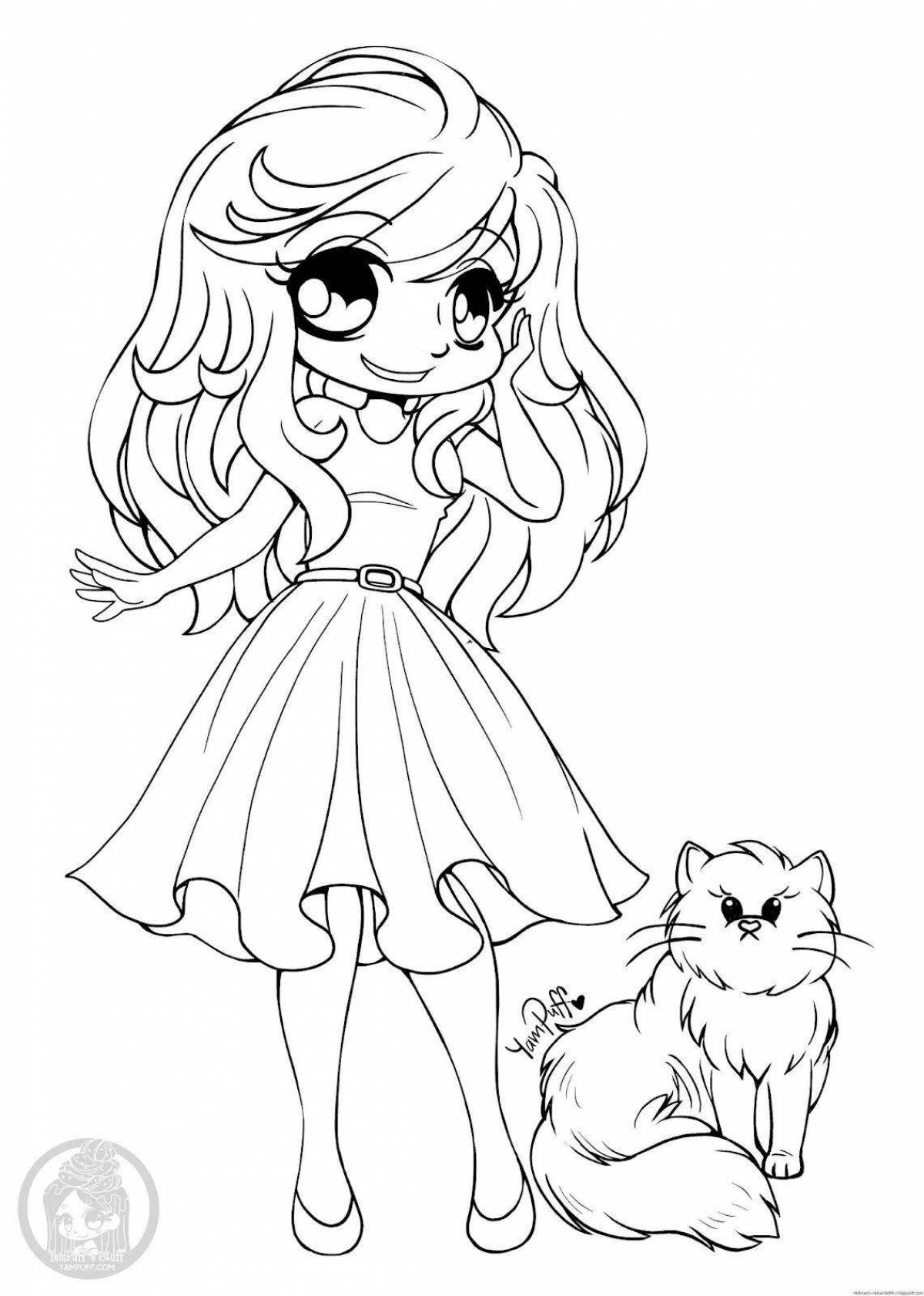 Wonderful anime animal coloring pages for girls